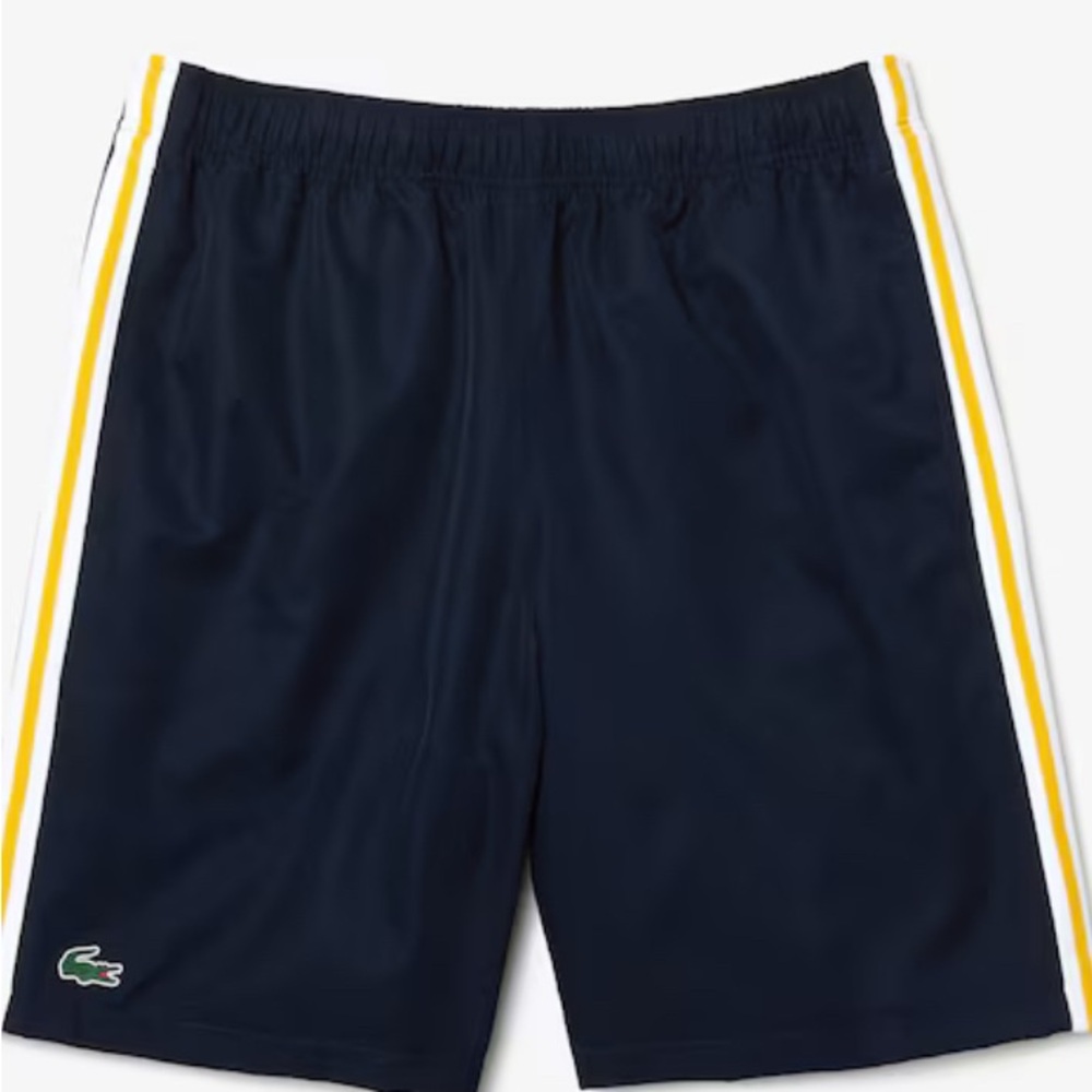 Lacoste Men's Navy‎ Blue Shorts Yelliw Side panels Size 3XL New With Out Tags